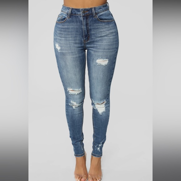 Fashion Nova Denim - High waisted Distressed Jeans. High Rise